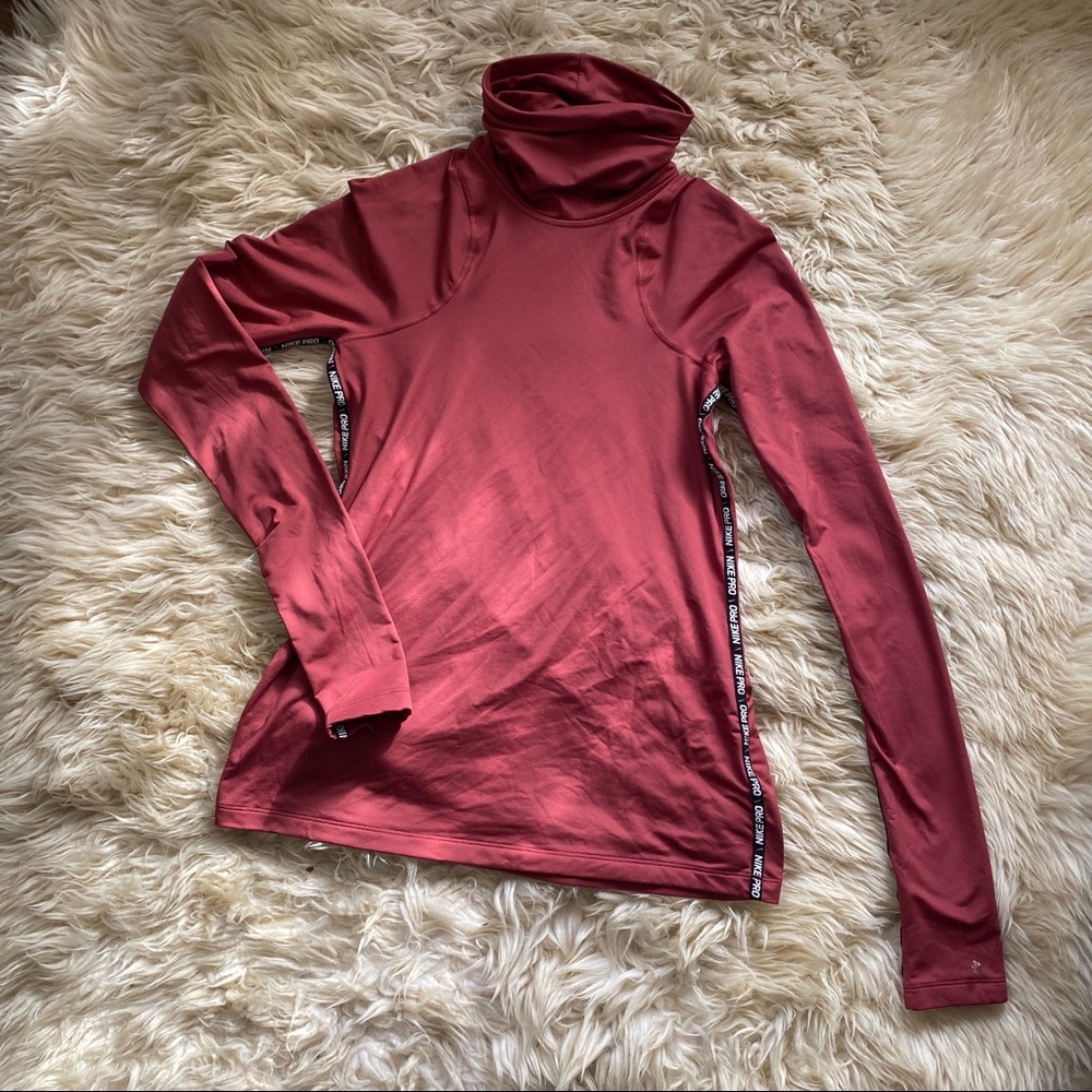 Nike Pro Dri Fit Raspberry Long Sleeve Turtle Neck - Picture 1 of 8